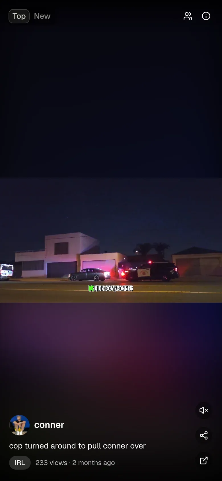 Clipmaxxer on a phone, playing a clip in the Top feed.